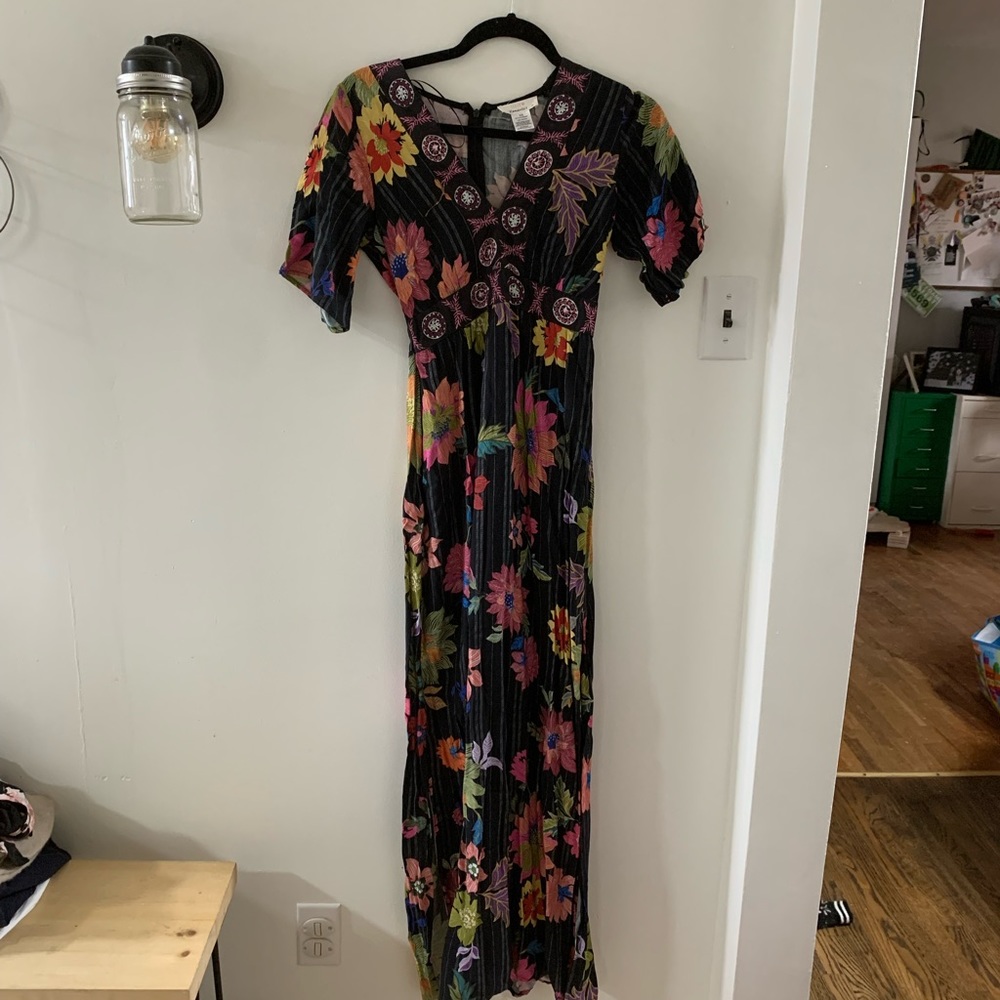 Vintage inspired boho floral maxi dress